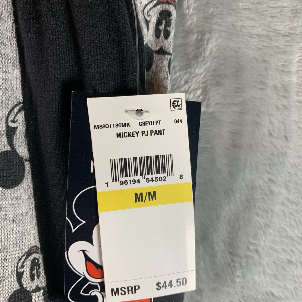 Disney Mickey Mouse Women's Pajama Pants M PJ Jogger Gray Black Sleepwear Lounge - Picture 5 of 11
